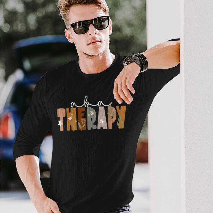 Aba Therapy Squad Matching Therapist Floral Long Sleeve T-Shirt Gifts for Him