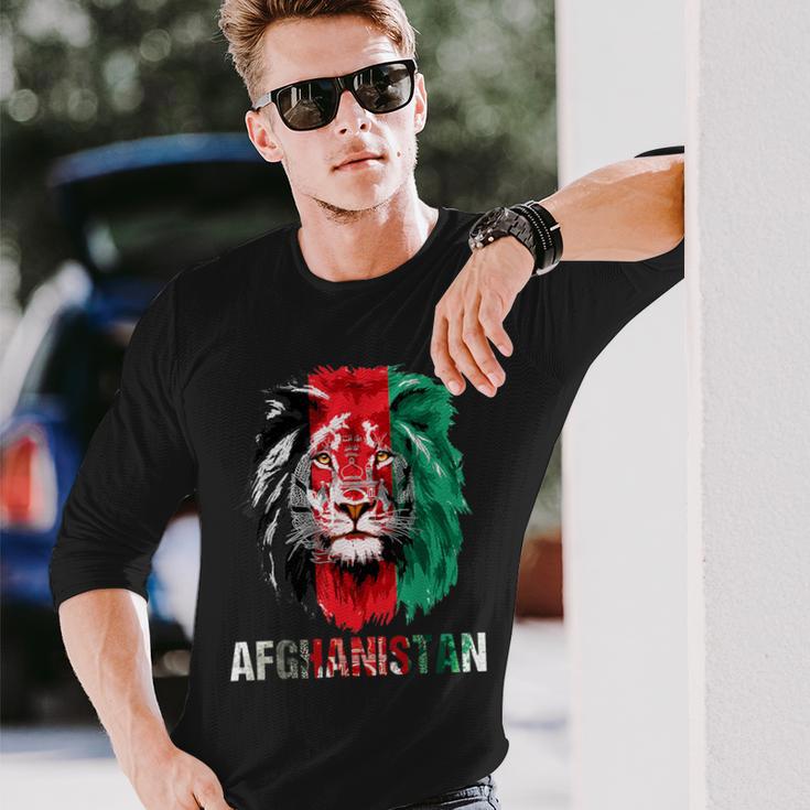 Afghanistan Flag Lion Free Afghanistan Langarmshirts Geschenke für Ihn