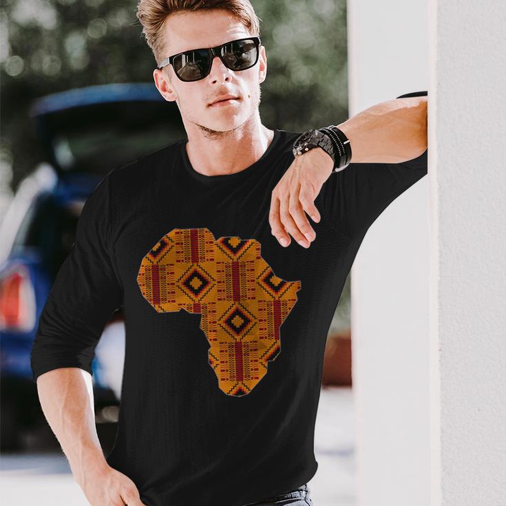Africa Map Kente Pattern African Ghana Style Ankara Long Sleeve T-Shirt ...