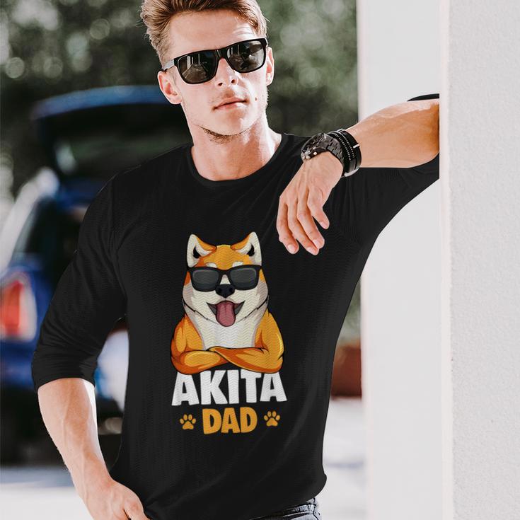 Akita Dog Papa Langarmshirts Geschenke für Ihn