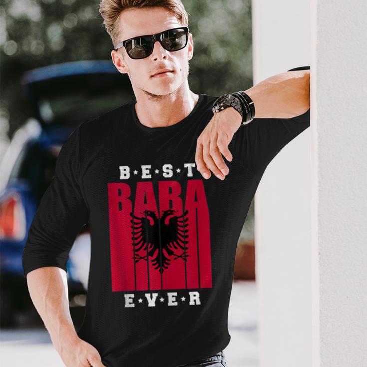 Albanian Dad Fathers Day Albania Flag Shqiptar Baba Long Sleeve T-Shirt Gifts for Him