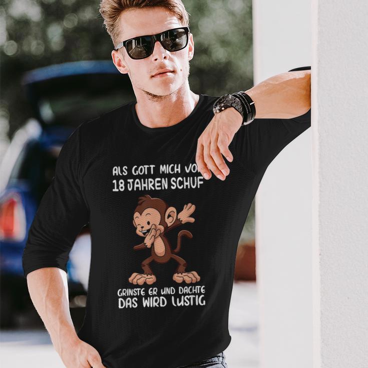 Als Gott Mich 18 Jahren Schuf Monkey Birthday Langarmshirts Geschenke für Ihn