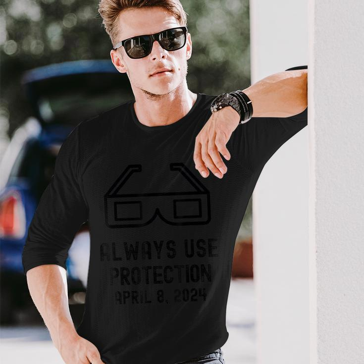 Always Use Protection Solar Eclipse 2024 Totality Sun Long Sleeve T-Shirt Gifts for Him