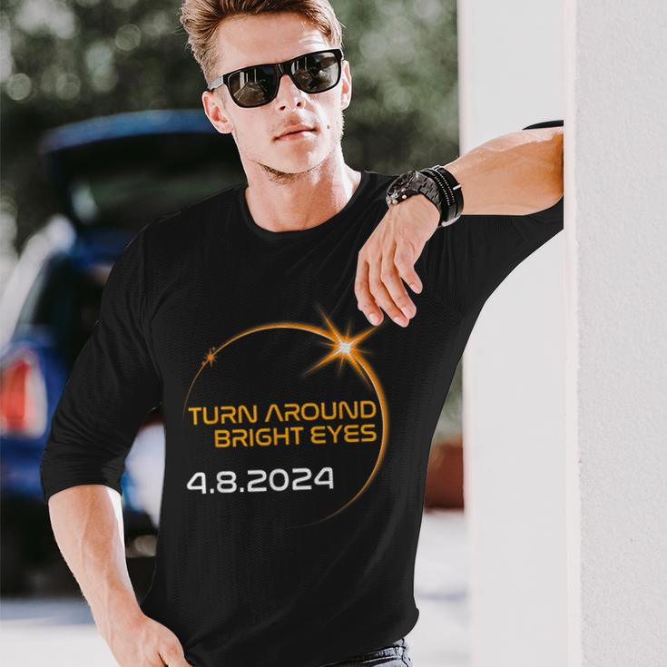 America Totality Solar Eclipse 2024 Turn Around Bright Eyes Long Sleeve T-Shirt Gifts for Him