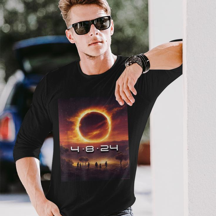 America Totality Spring 2024 4-8-2024 Total Solar Eclipse Long Sleeve T-Shirt Gifts for Him