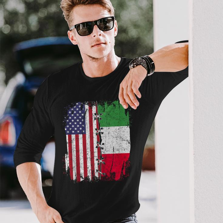 American Flag With Italian Flag Italy Long Sleeve T-Shirt Gifts for Him