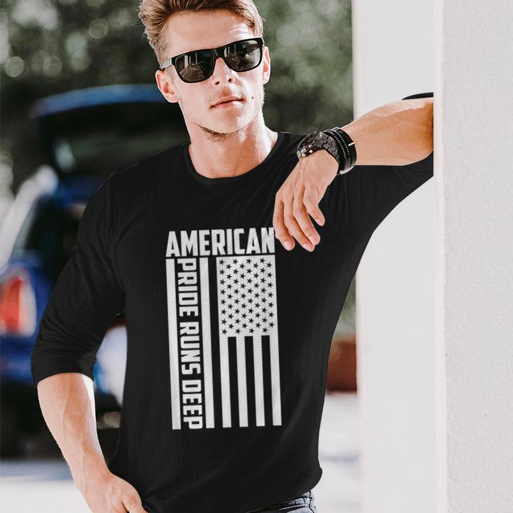 American Pride Runs Deep I Usa Flag Long Sleeve T-Shirt Gifts for Him