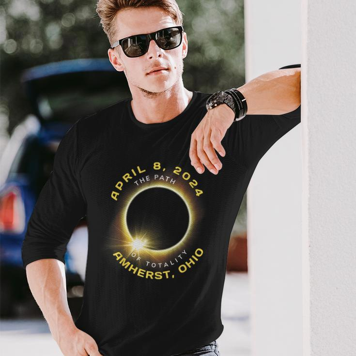Amherst Ohio Solar Eclipse Totality April 8 2024 Souvenir Long Sleeve T-Shirt Gifts for Him