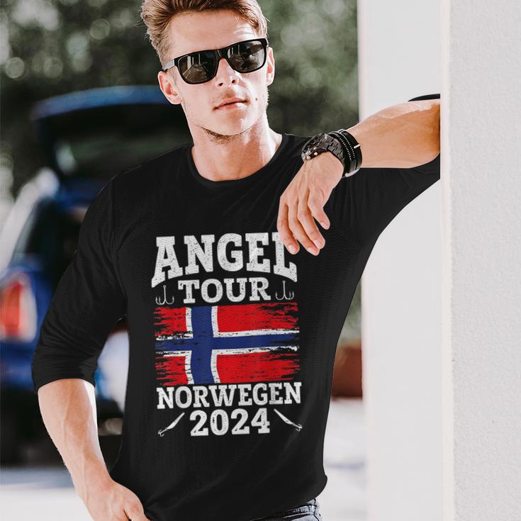 Angel Tour Norway 2024 Fishing Team Norway Flag Angler Langarmshirts Geschenke für Ihn