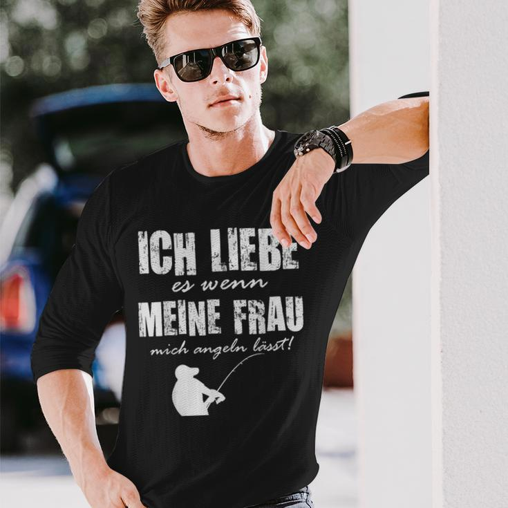 Angler Papa Ich Liebe Es Wenn Meine Frau Mich Angeln Lässt Langarmshirts Geschenke für Ihn