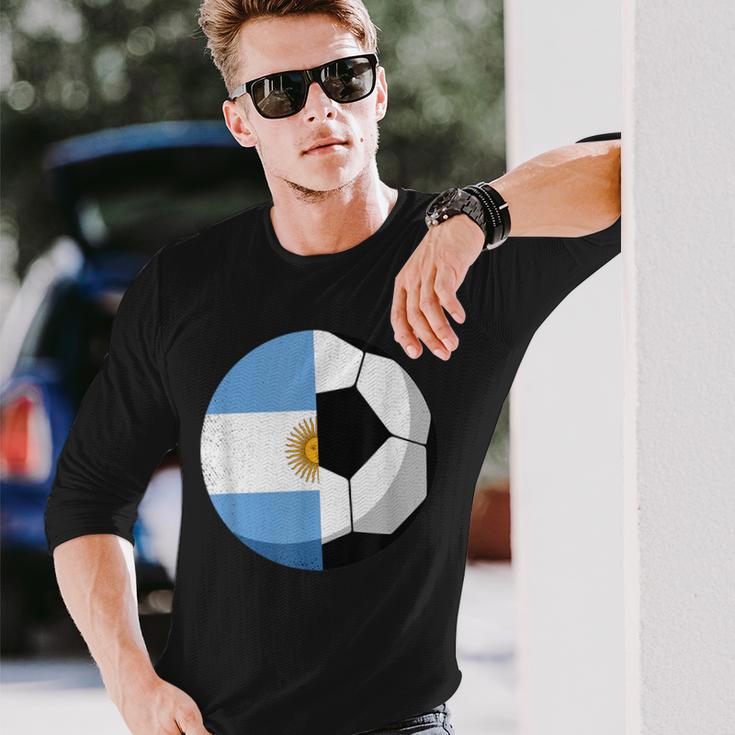 Argentinien Flagge Fußball Kinder Fußball Papa Sport Langarmshirts Geschenke für Ihn