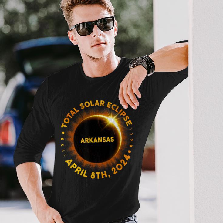 Arkansas Total Solar Eclipse 2024 Totality April 8Th 2024 Long Sleeve T-Shirt Gifts for Him