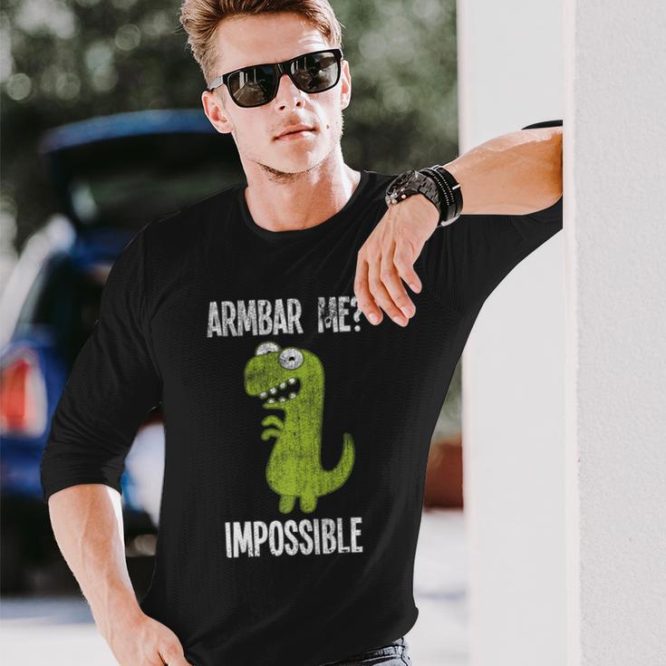 Armbar Me Impossible Trex Dinosaur Vintage Jiu Jitsu Long Sleeve T-Shirt Gifts for Him