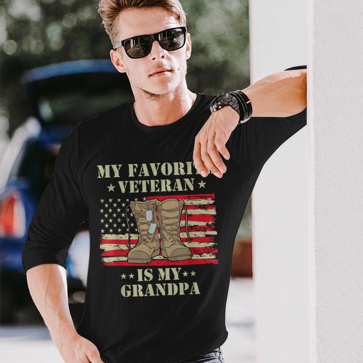 Army Veterans Day My Favorite Veteran Is My Grandpa Kids Long Sleeve T-Shirt Gifts for Him