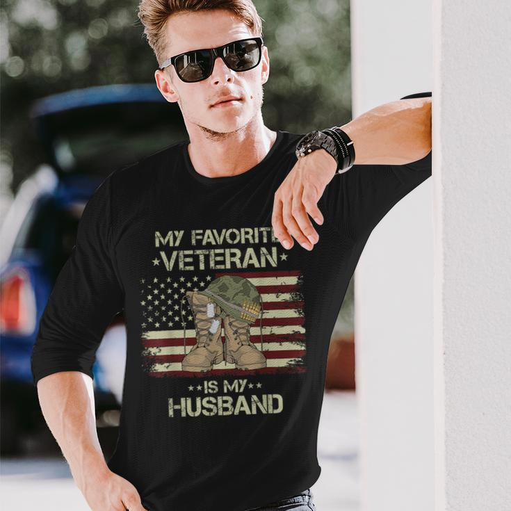 Army Veterans Day My Favorite Veteran Is My Husband Long Sleeve T-Shirt Gifts for Him