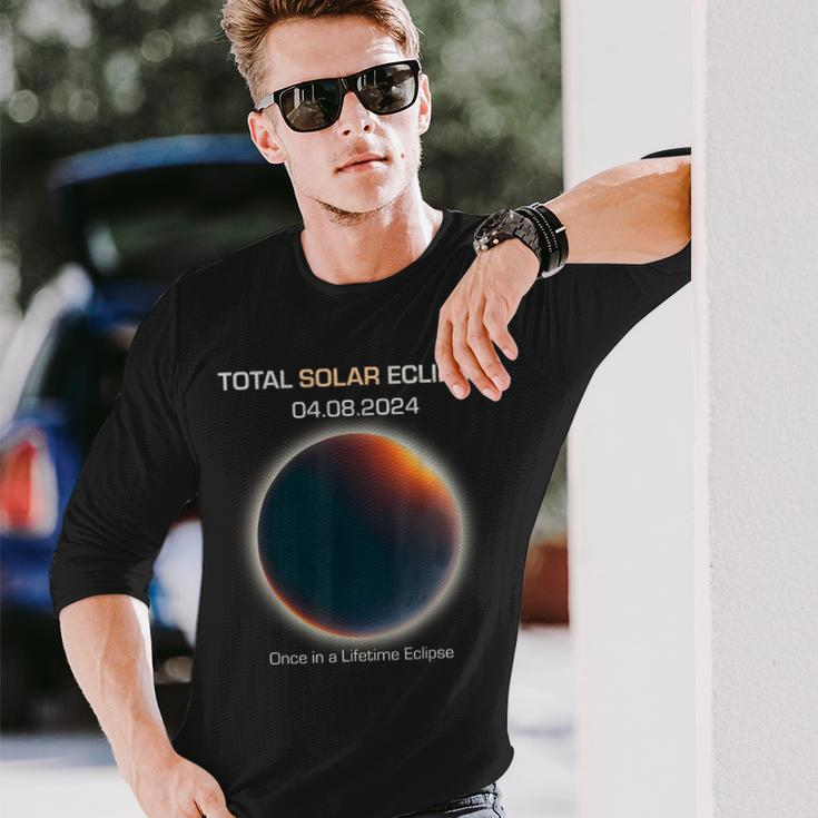 Astronomy Once In A Lifetime Eclipse Minimalistic Solar Ecli Long Sleeve T-Shirt Gifts for Him