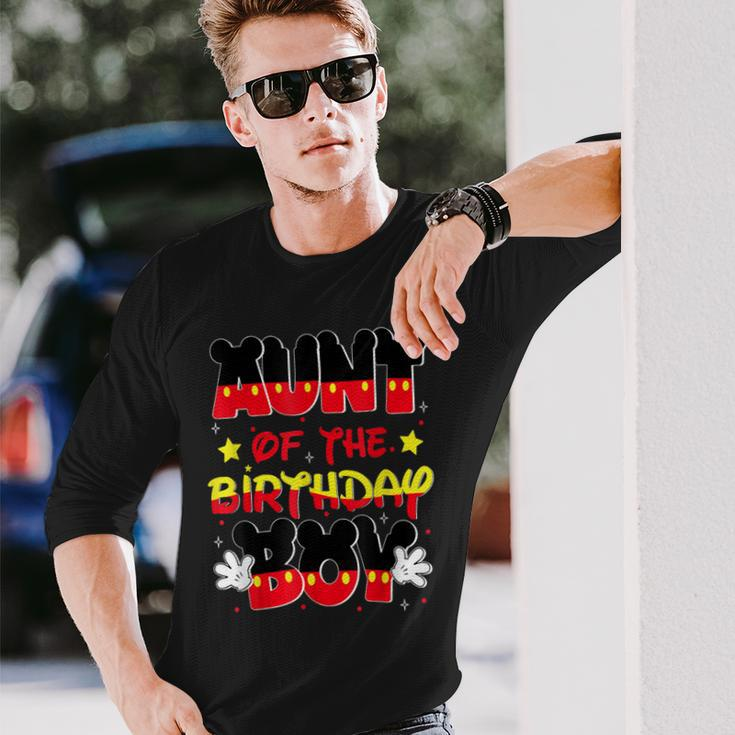 Aunt Of The Birthday Boy Mouse Family Matching Long Sleeve T-Shirt Gifts for Him