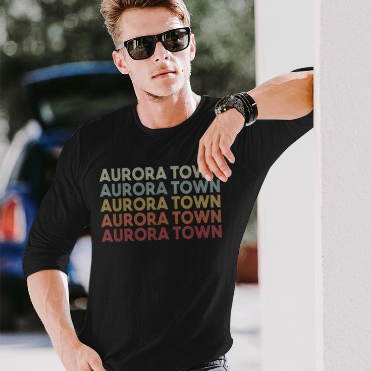 Aurora Town New York Aurora Town Ny Retro Vintage Text Long Sleeve T-Shirt Gifts for Him