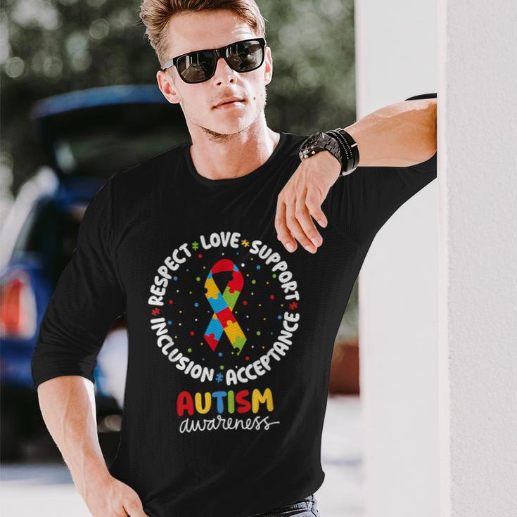 Autism Awareness Respect Love Support Acceptance Inclusion Long Sleeve T-Shirt Gifts for Him