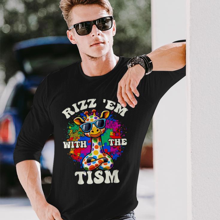 Autism Rizz Em With The Tism Meme Autistic Giraffe Long Sleeve T-Shirt ...