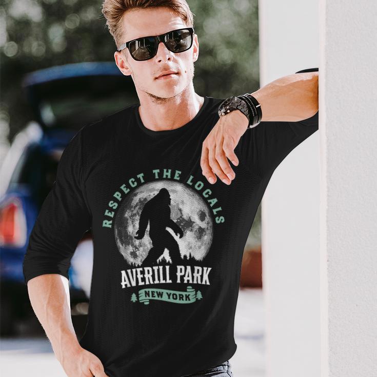 Averill Park New York Respect The Locals Bigfoot Night Long Sleeve T-Shirt Gifts for Him