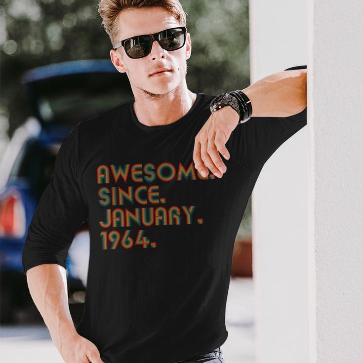 Awesome Since January 1964 Vintage 60Th Birthday Long Sleeve T-Shirt Gifts for Him