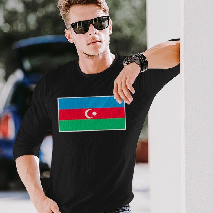 Azerbaijan Flag Vintage Azerbaijani Colors Langarmshirts Geschenke für Ihn