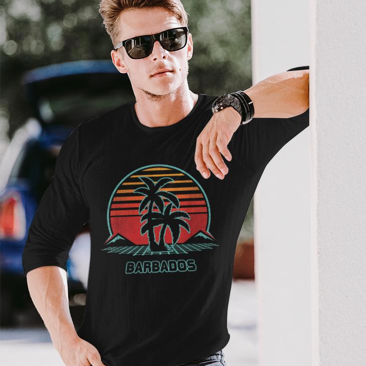 Barbados Retro Vintage 80S Style Long Sleeve T-Shirt Gifts for Him