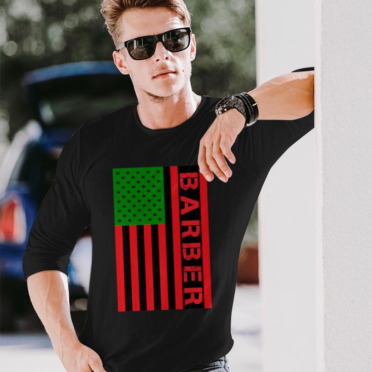 Barber Unia Flag Pan African American Flag Junenth Long Sleeve T-Shirt Gifts for Him