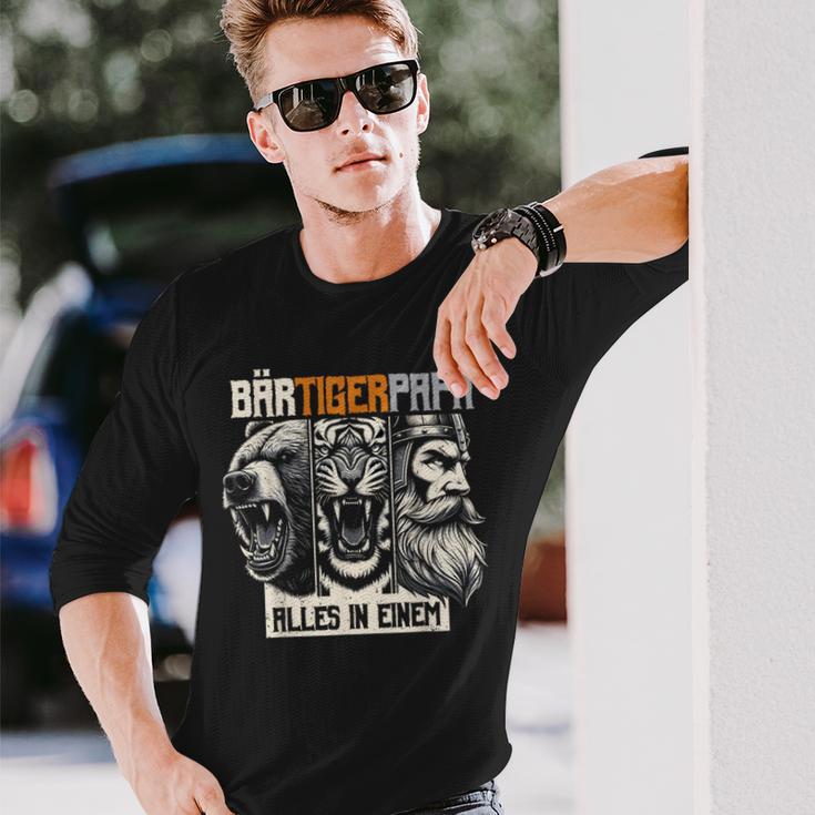 Bärtigerpapa Bartollbart Bär Tigerater Bärtigermann Papa Langarmshirts Geschenke für Ihn