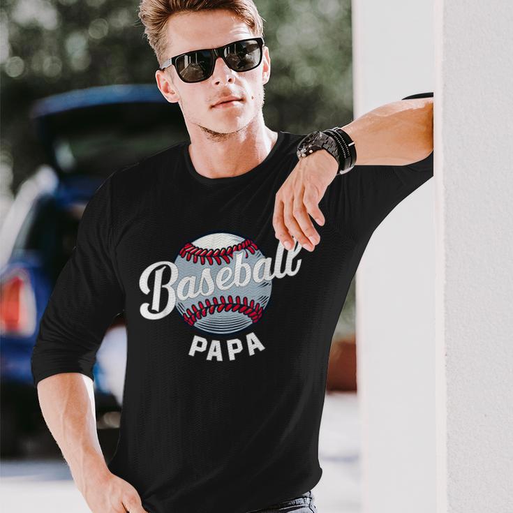 Baseball Papa Baseball Spieler Lustig Baseball Familie Retro Langarmshirts Geschenke für Ihn