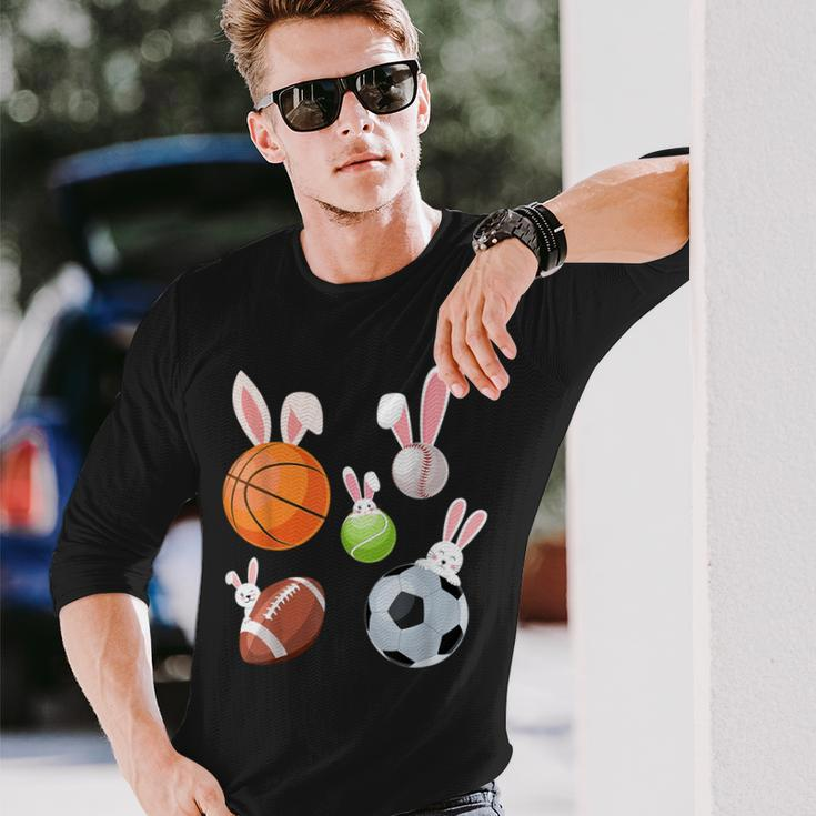 Basketball Baseball Football Soccer Sports Easter Bunny Long Sleeve T-Shirt Gifts for Him