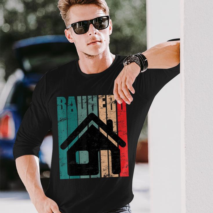 Bauherr Hausbau Eigenheim Vintage Slogan Immobilie Langarmshirts Geschenke für Ihn