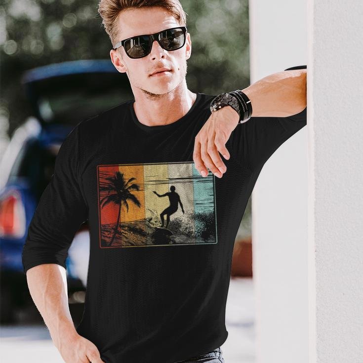 Beach Surfing Surfboard Vintage Retro Surfboarder Surfer Long Sleeve T-Shirt Gifts for Him