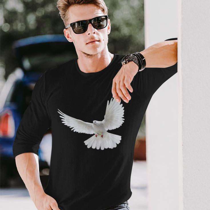 Beautiful Flying Peaceful White Dove Photo Silhouette Long Sleeve T-Shirt Gifts for Him