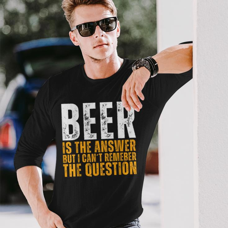 Beer Is The Answer Graphic Beer Long Sleeve T-Shirt Gifts for Him