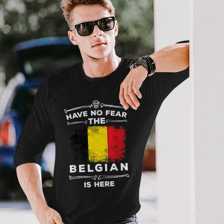 BelgiumHave No Fear Belgian Is Here Belgie Roots Long Sleeve T-Shirt Gifts for Him