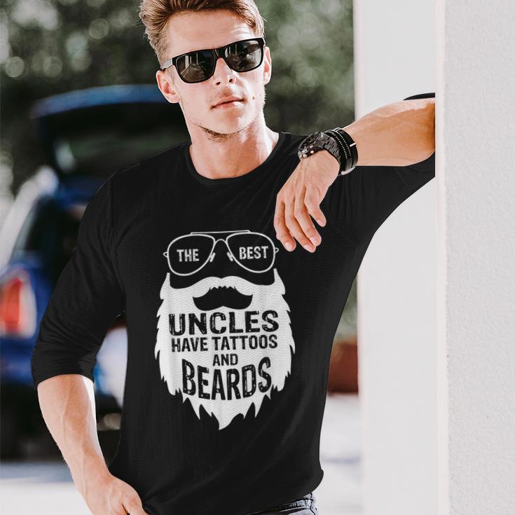 Best Uncles Beards Tattoos Husband Mens Long Sleeve T-Shirt Gifts for Him