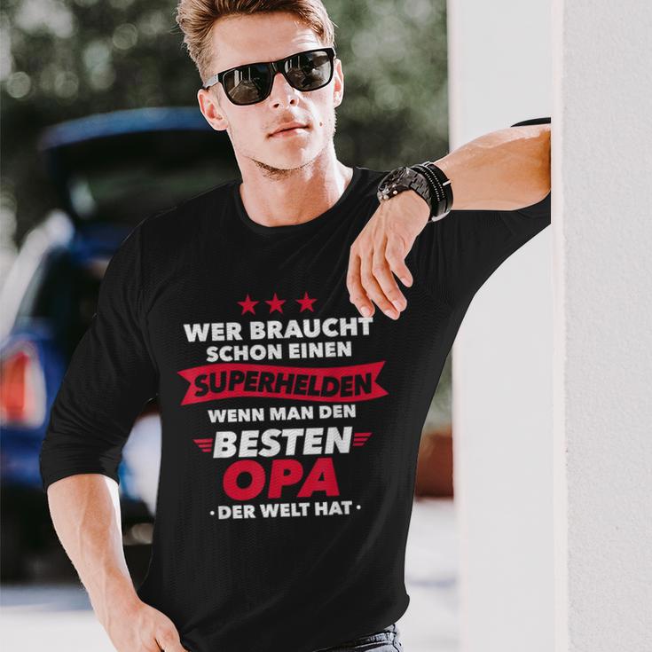 Beste Opa Superheld Langarmshirts, Humorvolles Design für Großväter Geschenke für Ihn