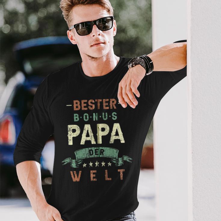 Bester Bonus Papa Der Welt Step Dad Retrointage Look Hooded Jacket Langarmshirts Geschenke für Ihn