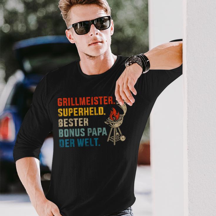 Bester Bonus Papa Superheld Grillmeister Zumatertag Langarmshirts Geschenke für Ihn