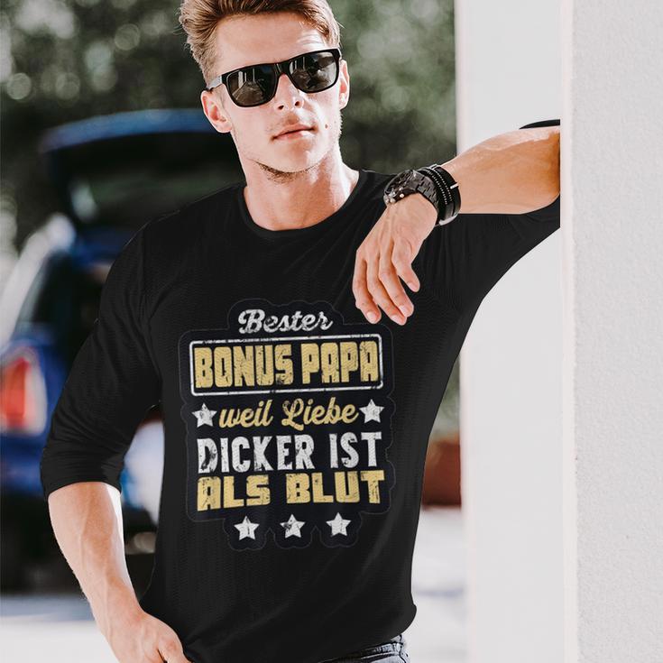 Bester Bonus Papa Weil Liebe Dickist Als Blut Langarmshirts Geschenke für Ihn