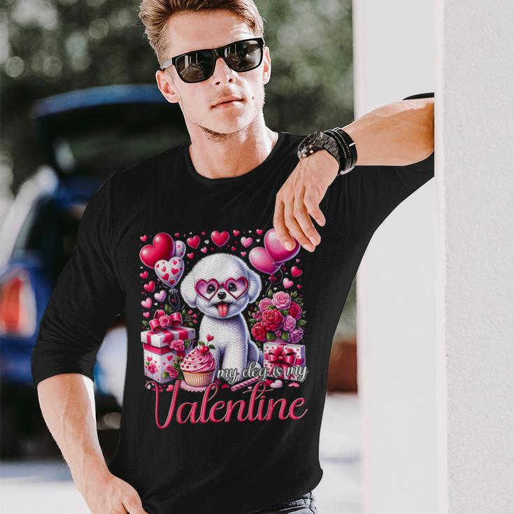 My Bichon Frise Is My Valentine Dogs Lovers Bichon Long Sleeve T-Shirt Gifts for Him
