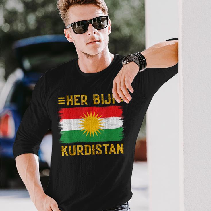 Her Biji Kurdistan Flag Kurdish Kurd Erbil Kurdi Kurdistan Langarmshirts Geschenke für Ihn