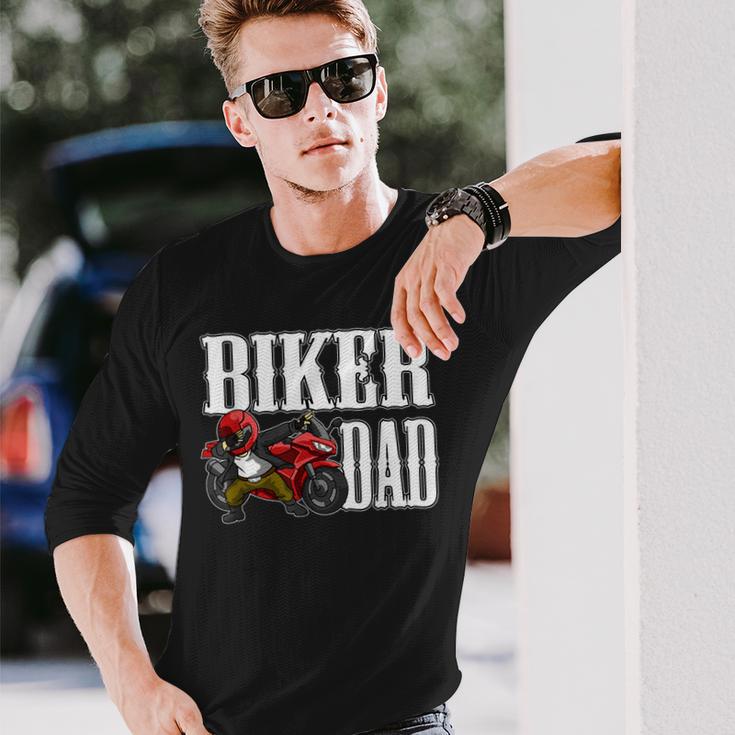 Bike Dabbing Motorcycle Fathers Day Motorbike Biker Dad Long Sleeve T-Shirt Gifts for Him