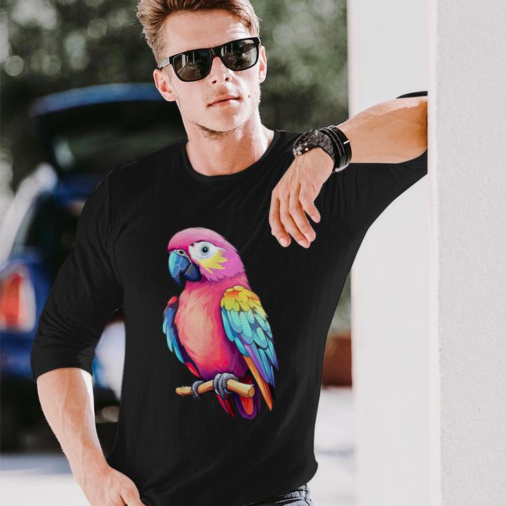 Bird Colourful Parrot Blue Langarmshirts Geschenke für Ihn