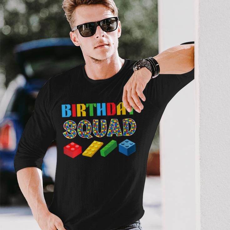 Birthday Squad Blocks Building Master Builder Bday Long Sleeve T-Shirt Gifts for Him