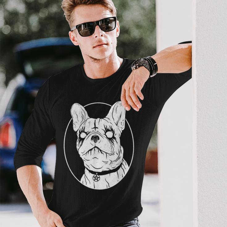 Black Metal French Bulldog Gothic Heavy Metal Dog Long Sleeve T-Shirt Gifts for Him