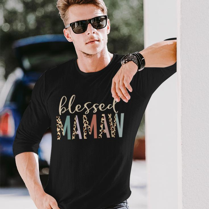 Blessed Mamaw Cute Leopard Print Long Sleeve T-Shirt Gifts for Him