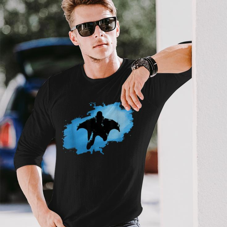 Blue Wingsuit Flying Long Sleeve T-Shirt Gifts for Him